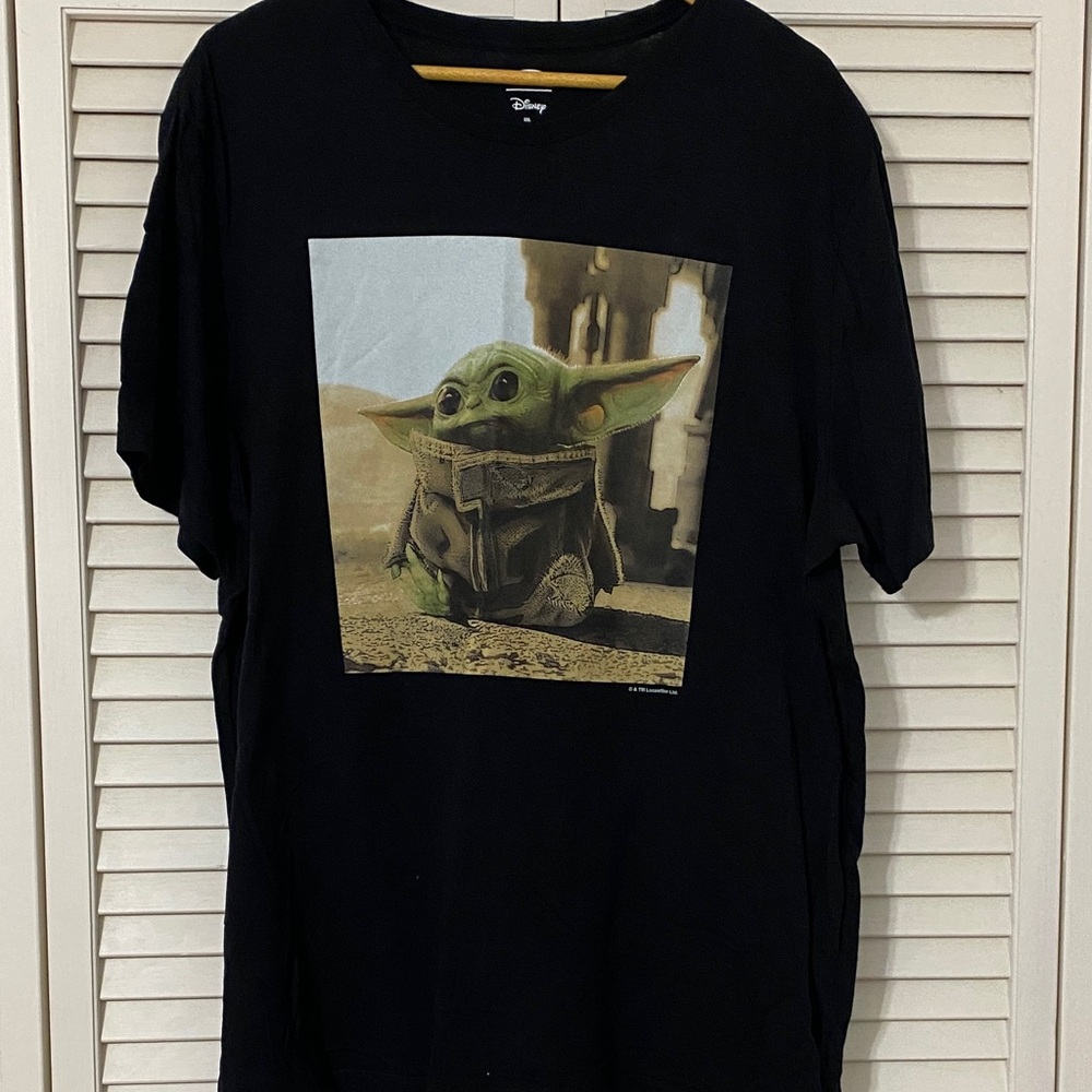 Disney Black Tee with Green Baby Yoda Design